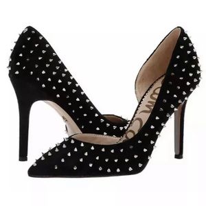 Sam Edelman Hadlee Spiked D'orsay Pumps Suede Heel